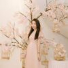 Áo Dài Organza Nude Beige