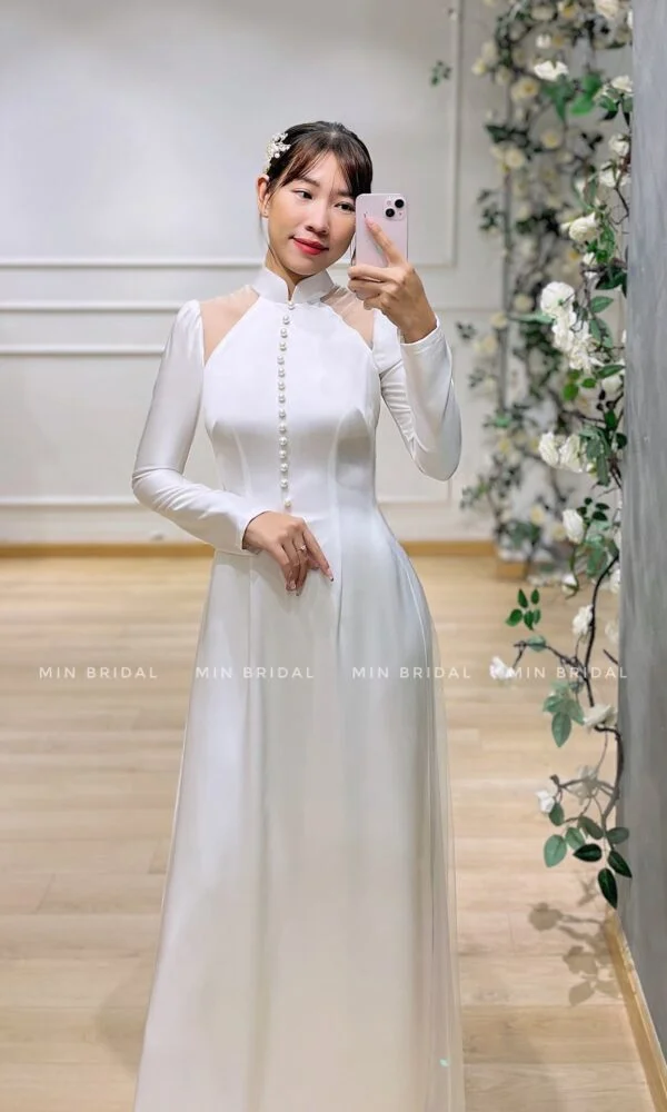 Áo Lụa Tay Phồng lưới vai