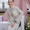 Áo Dài Lụa Tơ - Xám Kem