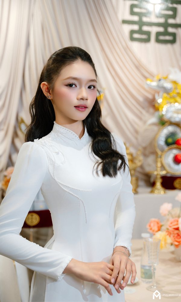 Áo Dài Trắng Đính Kết