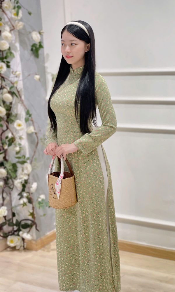 Áo Dài Cô Ba Xanh Hoa