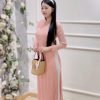 Áo Dài Cam Đào Đính Ngọc