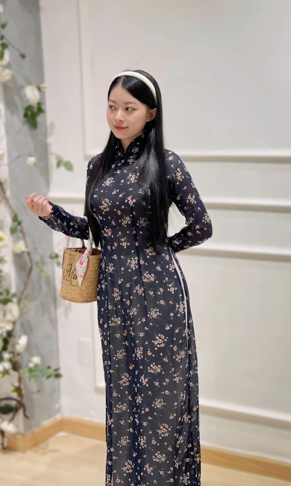Áo Dài Cô Ba Đen Hoa