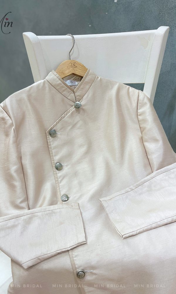 Áo Dài Tafta Nude Ánh Kim Cao Cấp