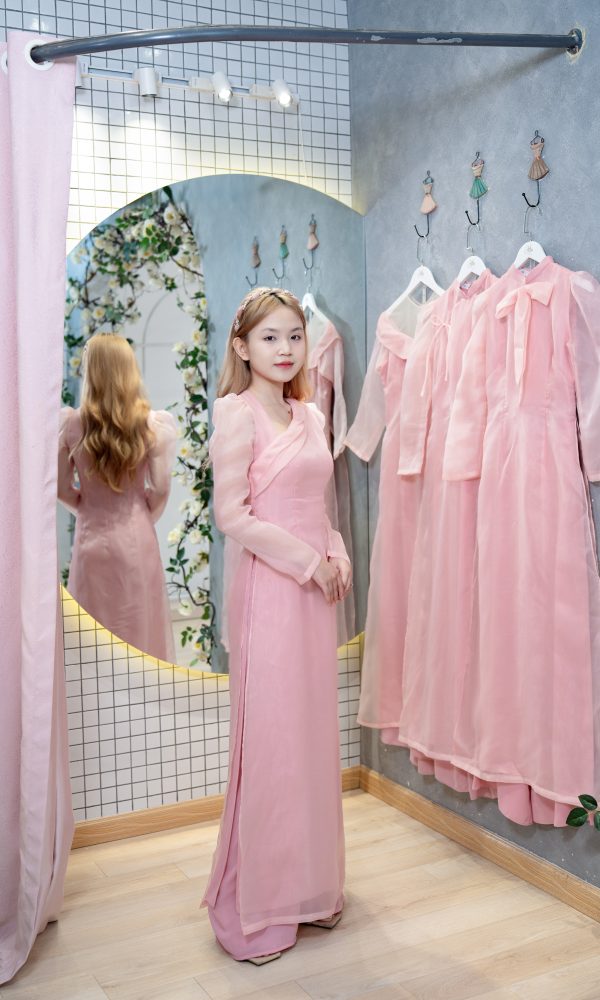 Áo Dài Organza Hồng Thiết Kế (nhiều mẫu)