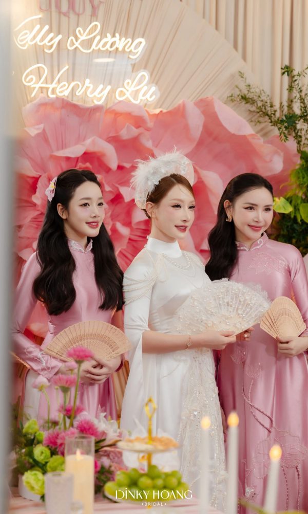 Áo Dài Lụa Hàng Châu Hồng Cao Cấp