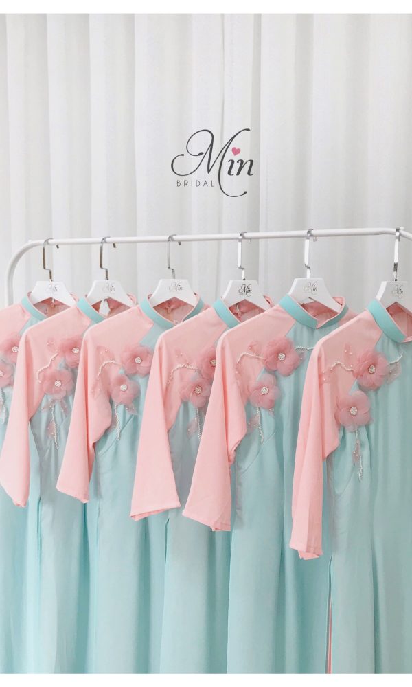 Áo Dài Pastel Hồng Xanh